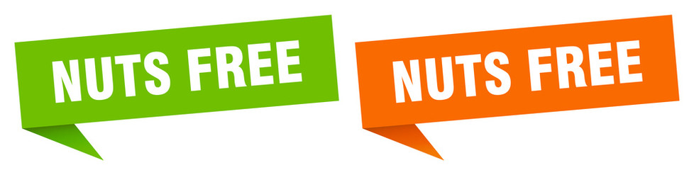 nuts free banner sign. nuts free speech bubble label set