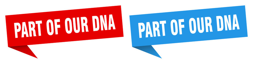 part of our dna banner sign. part of our dna speech bubble label set