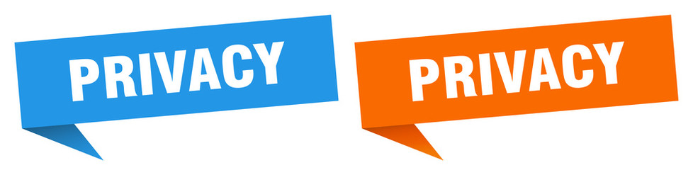 privacy banner sign. privacy speech bubble label set