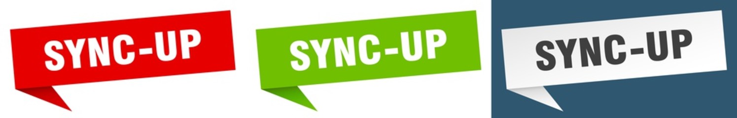 sync-up banner sign. sync-up speech bubble label set