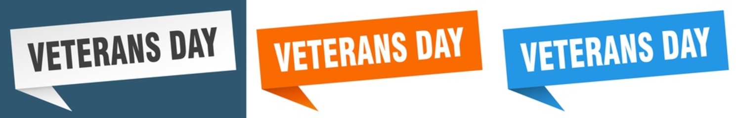 veterans day banner sign. veterans day speech bubble label set