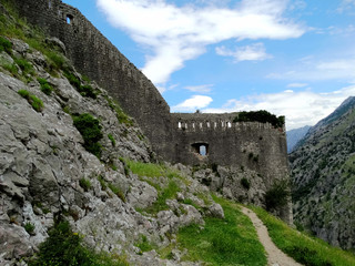 Ruined Fortifications of Kotor in Kotor, Montenegro. Fortifications of Kotor are an integrated...