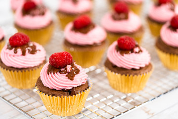 Chocolate raspberry cupcakes
