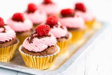 Chocolate raspberry cupcakes