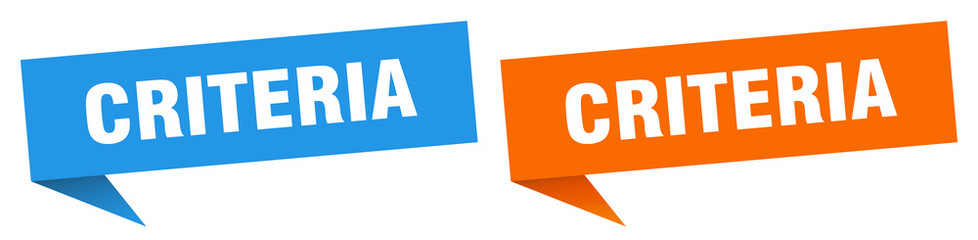 criteria banner sign. criteria speech bubble label set