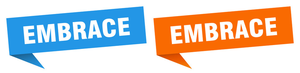 embrace banner sign. embrace speech bubble label set