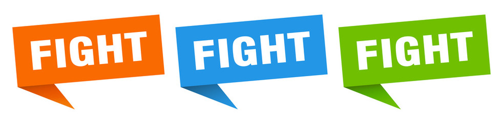 fight banner sign. fight speech bubble label set