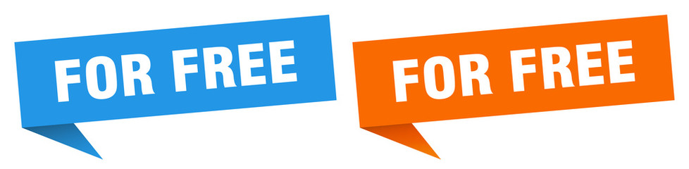 for free banner sign. for free speech bubble label set