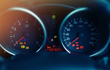 speedometer on black background