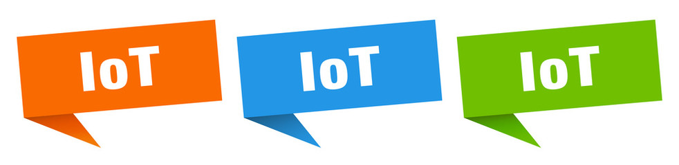 iot banner sign. iot speech bubble label set