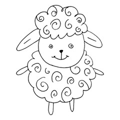 A simple sketch of a lamb, drawn in a childish doodle style.