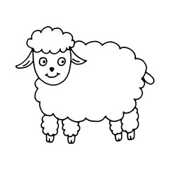 A simple sketch of a lamb, drawn in a childish doodle style.