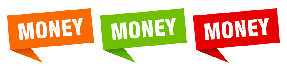 money banner sign. money speech bubble label set