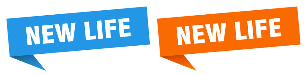 new life banner sign. new life speech bubble label set