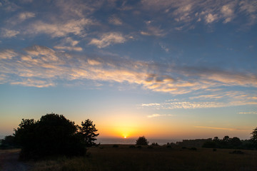 A sunset sky off the coast