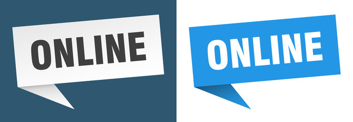 online banner sign. online speech bubble label set
