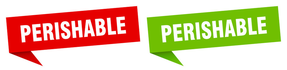 perishable banner sign. perishable speech bubble label set