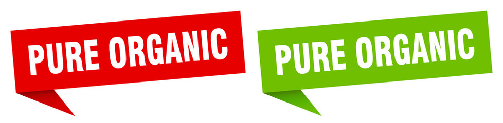 pure organic banner sign. pure organic speech bubble label set