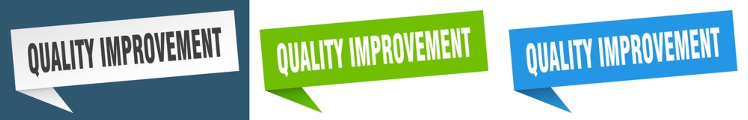 quality improvement banner sign. quality improvement speech bubble label set