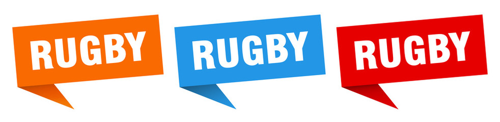 rugby banner sign. rugby speech bubble label set