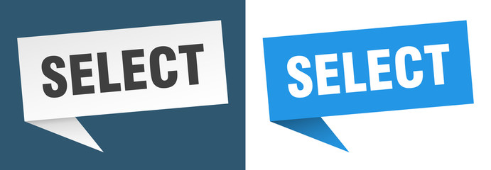 select banner sign. select speech bubble label set