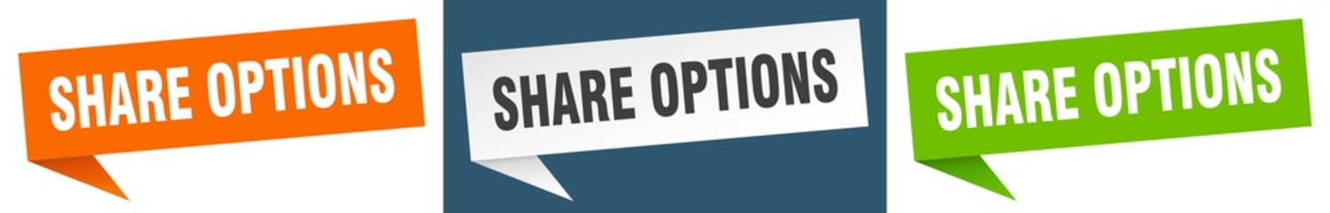 share options banner sign. share options speech bubble label set