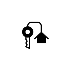 House keys icon in black flat glyph, filled style isolated on white background