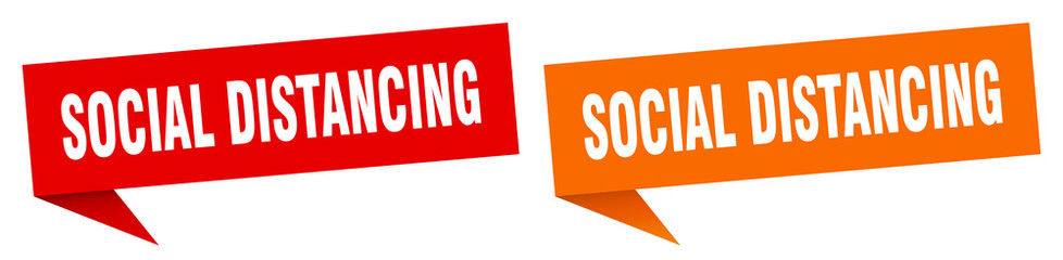 social distancing banner sign. social distancing speech bubble label set