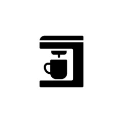 Coffee maker Icon in black flat glyph, filled style isolated on white background