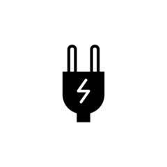 electric plugs, electrical 2 pins Icon in black flat glyph, filled style isolated on white background