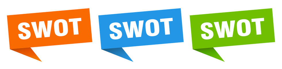 swot banner sign. swot speech bubble label set