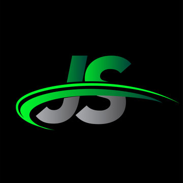 initial letter JS logotype company name colored green and black swoosh design. vector logo for business and company identity.