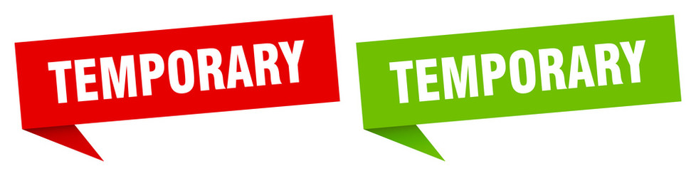 temporary banner sign. temporary speech bubble label set