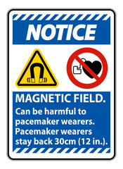 Notice Magnetic field can be harmful to pacemaker wearers.pacemaker wearers.stay back 30cm