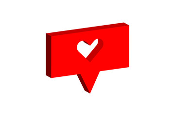 HEART with Speech bubble 3d isometric abstract.