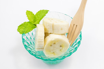 banana in a cup with peppermint