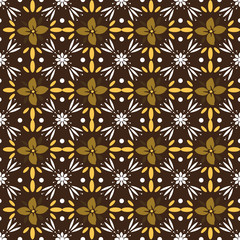 Beautiful flower motif on traditional batik with elegant white brown color design.
