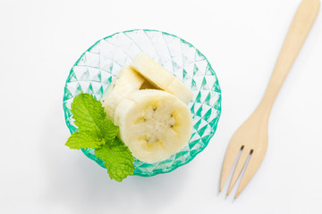 banana in a cup with peppermint