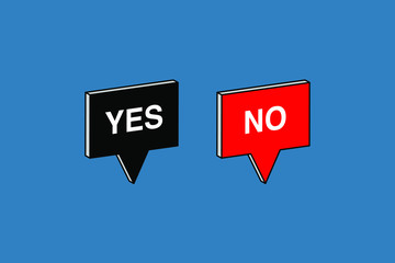 YES NO with Speech bubble 3d isometric abstract.