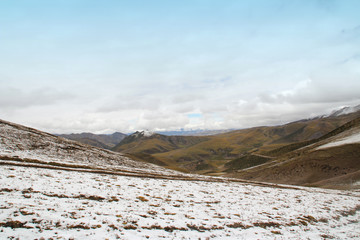 View of mountains with the snow on peak in Tibet, China