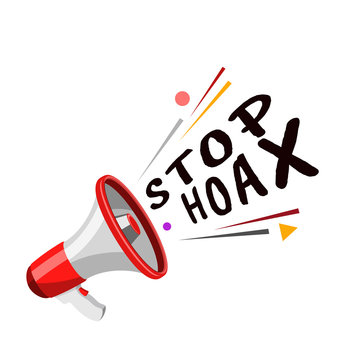 Vector illustration of a speaker calling out the HOAX news. Suitable for campaigns to eradicate fake news. Flat cartoon vector template of loudspeaker for HOAX.