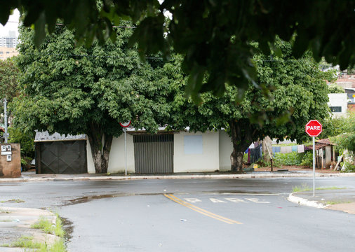 Garagem entre duas &aacute;rvores.