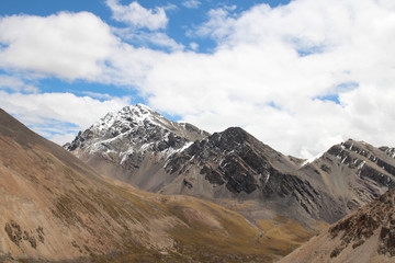 View of mountains with the dramatic sky in Tibet, China