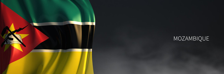 Mozambique Flag with Dark Background.
3d Rendering of African countries Flag.