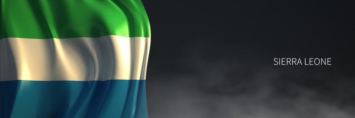 Sierra Leone Flag with Dark Background.
3d Rendering of African countries Flag.