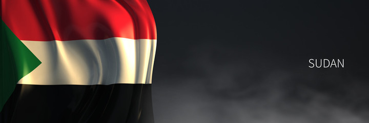 Sudan Flag with Dark Background.
3d Rendering of African countries Flag.