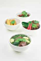 Clear Soup with Pork Blood and Meatballs Thai food