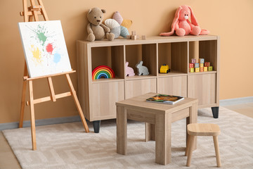 Interior of modern playroom in kindergarten