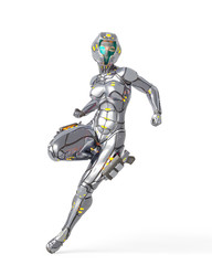 astronaut girl on sci-fi suit in action pose