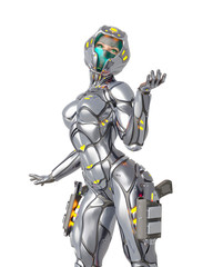 astronaut girl on sci-fi suit is doing a pin up pose © DM7